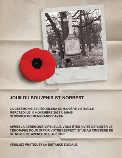 French version of the 2021 St. Norbert Remembrance Day poster