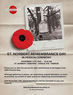 2022 St. Norbert Remembrance Day English poster