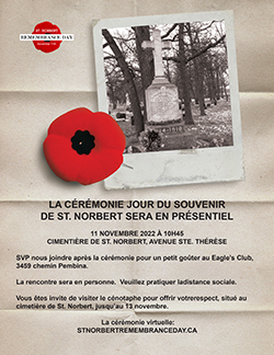French version of the 2022 St. Norbert Remembrance Day poster