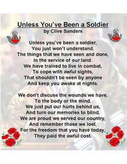 image of Unless You've Been a Soldier poem